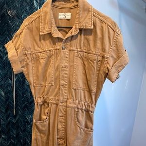 Tan free people coveralls size small